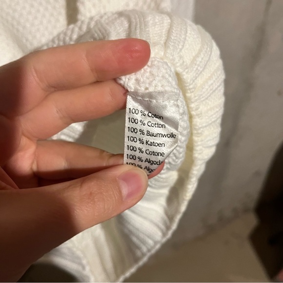 Lacoste Womens Cotton Embroidered Logo Detail Tight-Knit Sweater Cream Size 38 - Picture 6 of 10